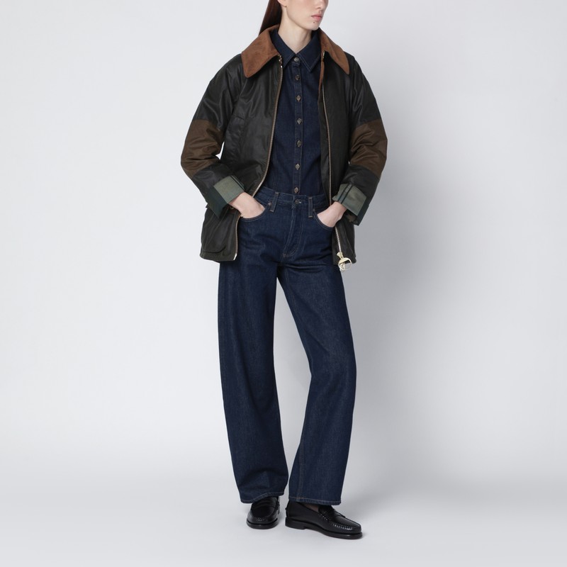 Barbour Allerston Waxed Jacket In Olive Green Color-block In Brown