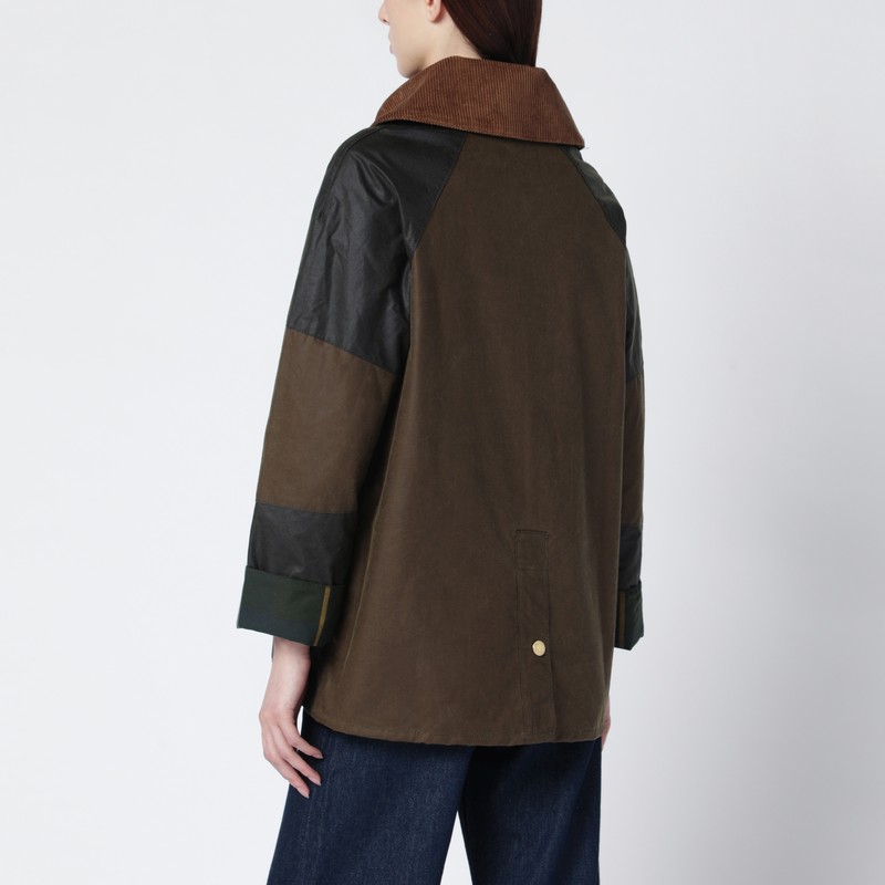 Barbour Allerston Waxed Jacket In Olive Green Color-block In Brown