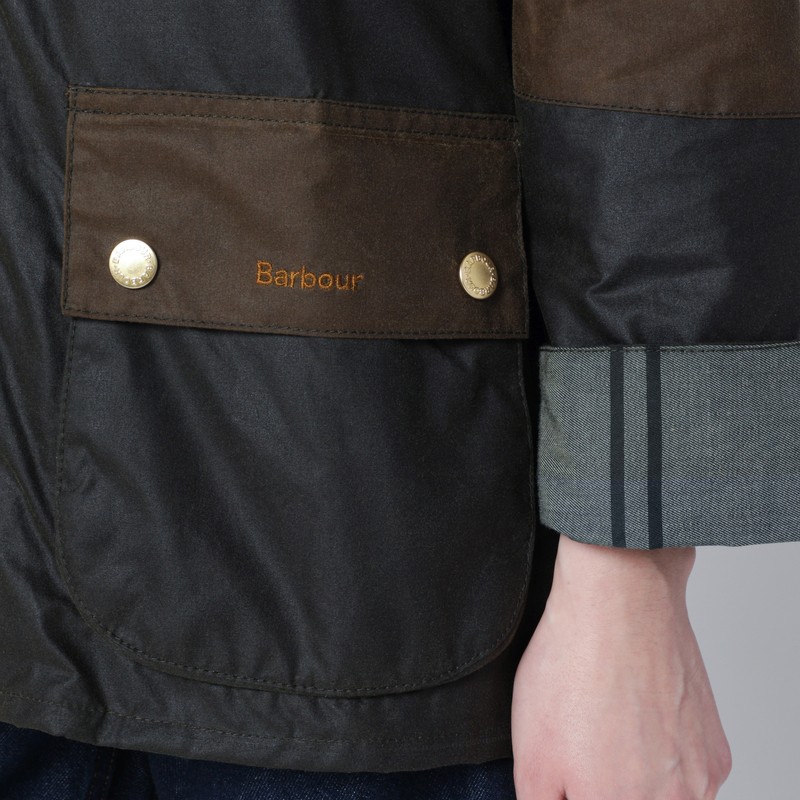 Barbour Allerston Waxed Jacket In Olive Green Color-block In Brown