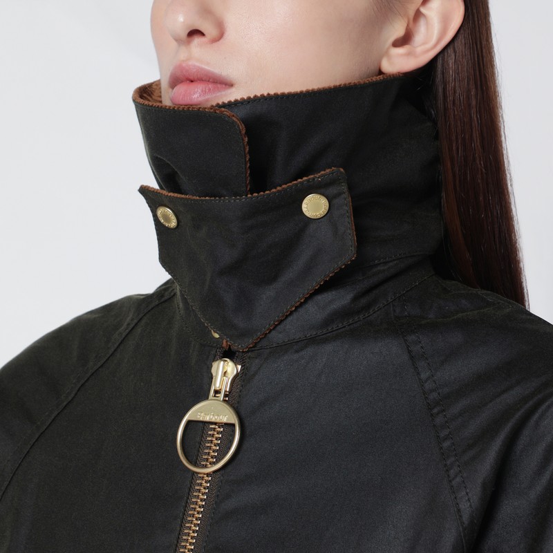 Barbour Allerston Waxed Jacket In Olive Green Color-block In Brown