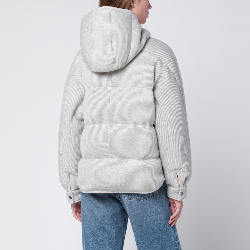 Brunello Cucinelli Greige Down Jacket In Cashmere Knit In Gray