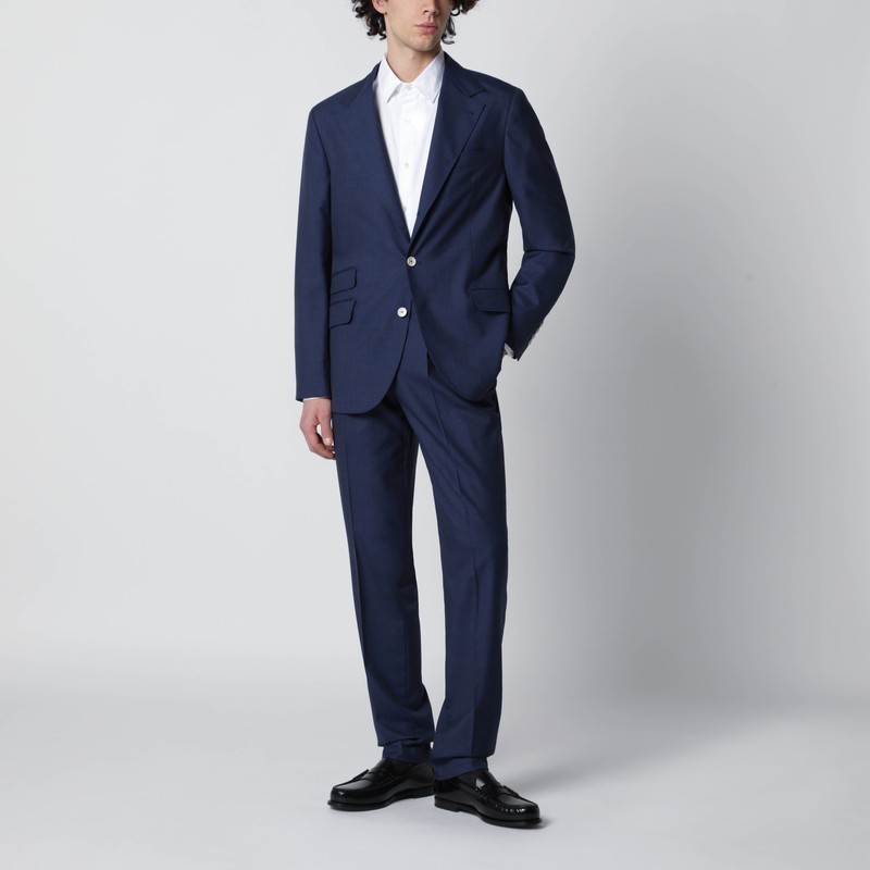 Blue single-breasted wool suit