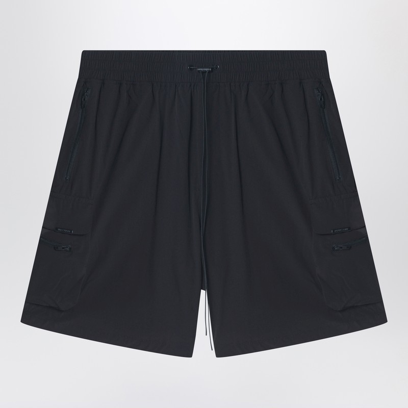 Black nylon-blend shorts