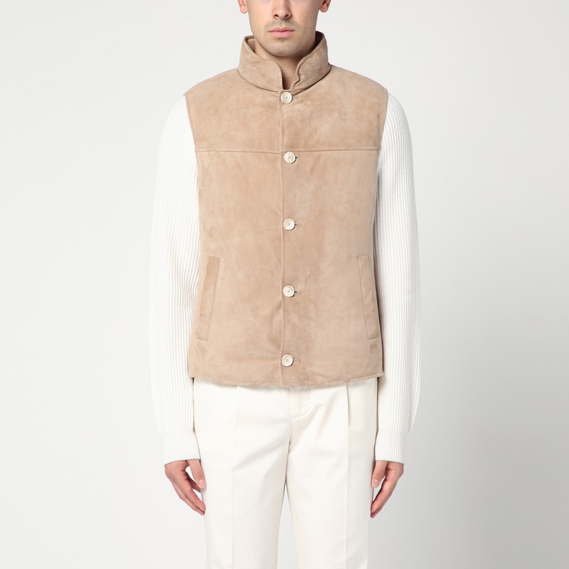 Beige suede waistcoat