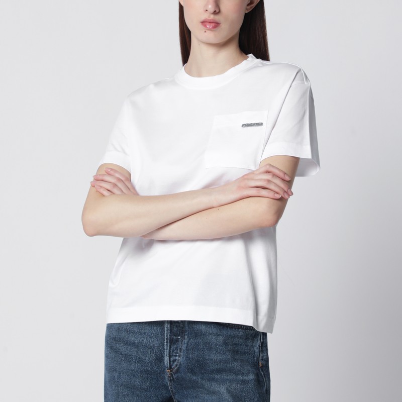 White cotton T-shirt with Shiny Tab