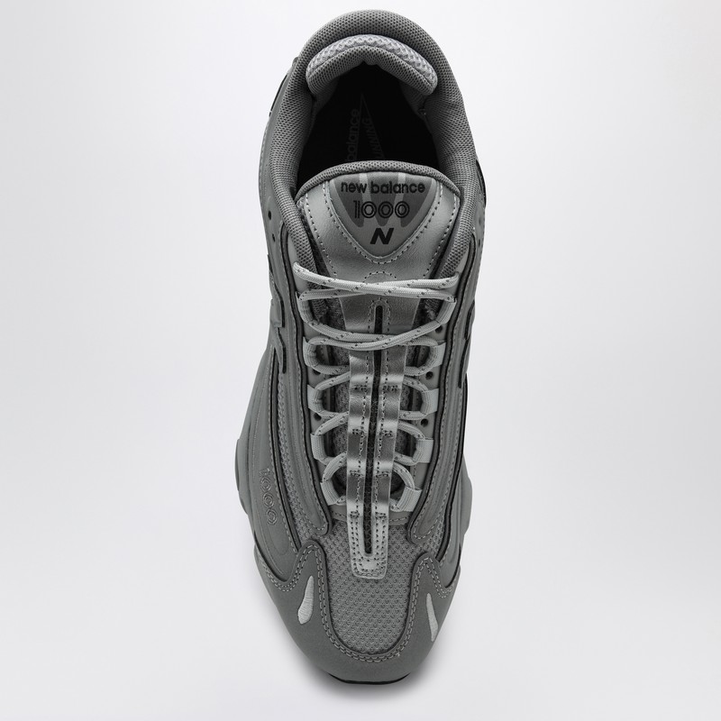 New Balance Round Toe Grey Mesh Sneakers With Textured Rubber Sole In Metal