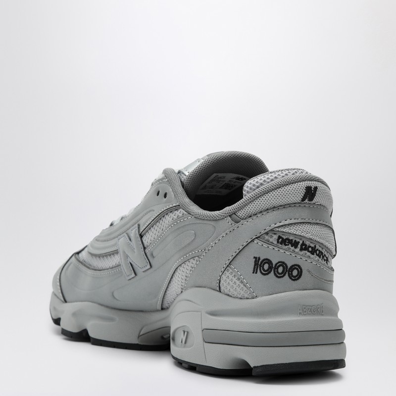 New Balance Round Toe Grey Mesh Sneakers With Textured Rubber Sole In Metal