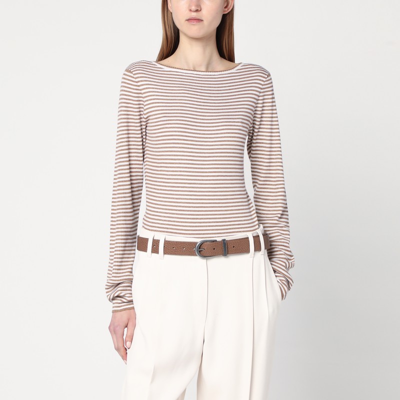 Sparkling striped sweater in cashmere and silk