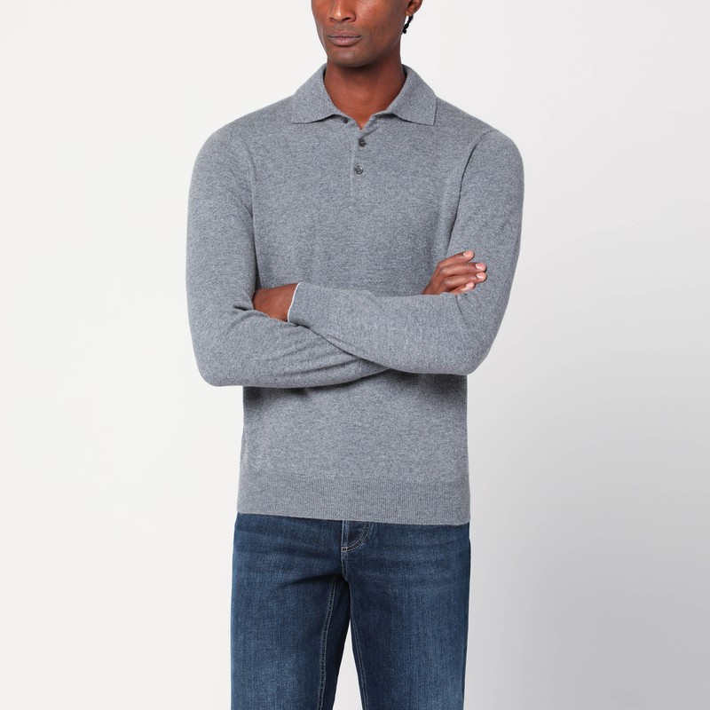 Gray polo in cashmere - Brunello Cucinelli - Modalova