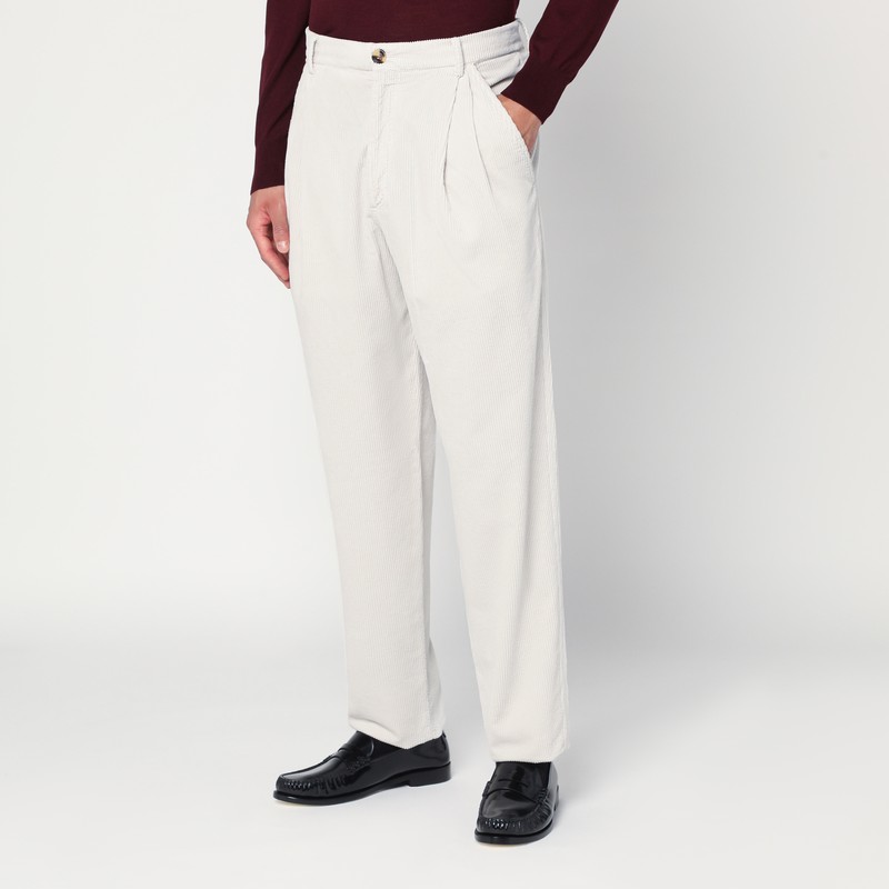 Brunello Cucinelli White Corduroy Pants In White