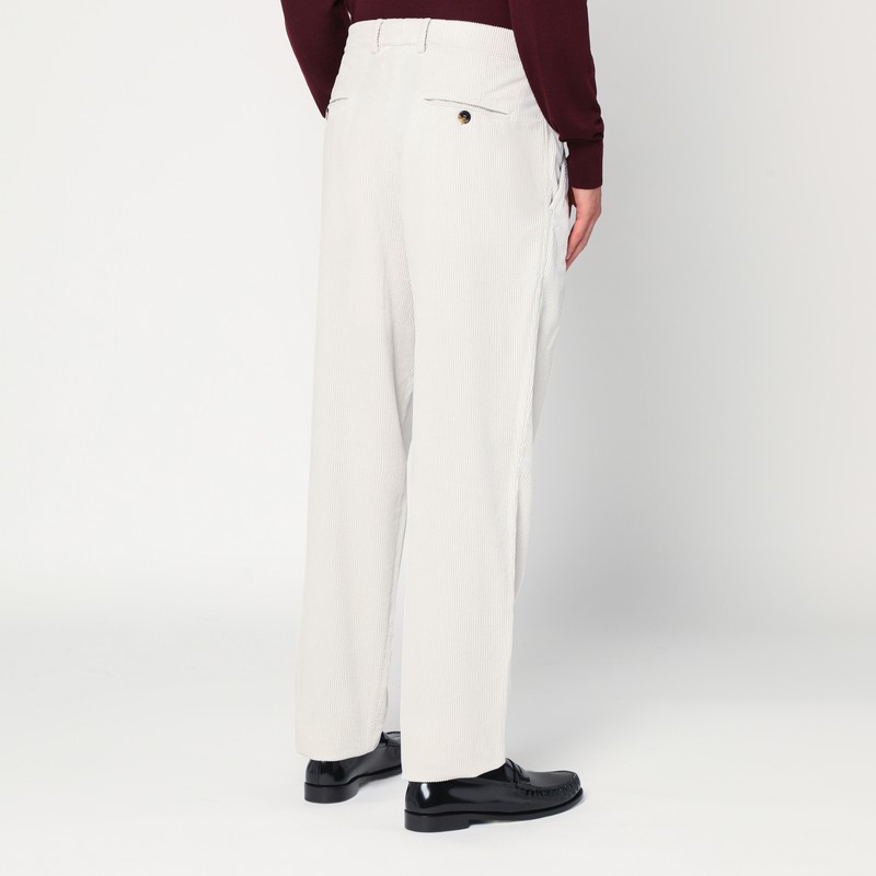 Brunello Cucinelli White Corduroy Pants In White