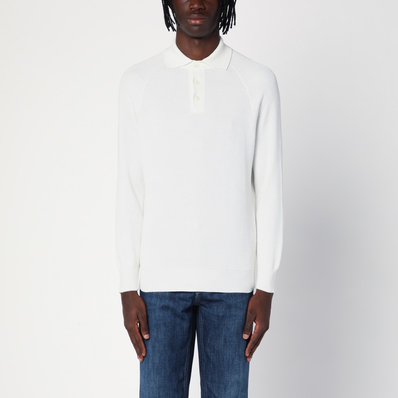 White cotton ribbed polo shirt