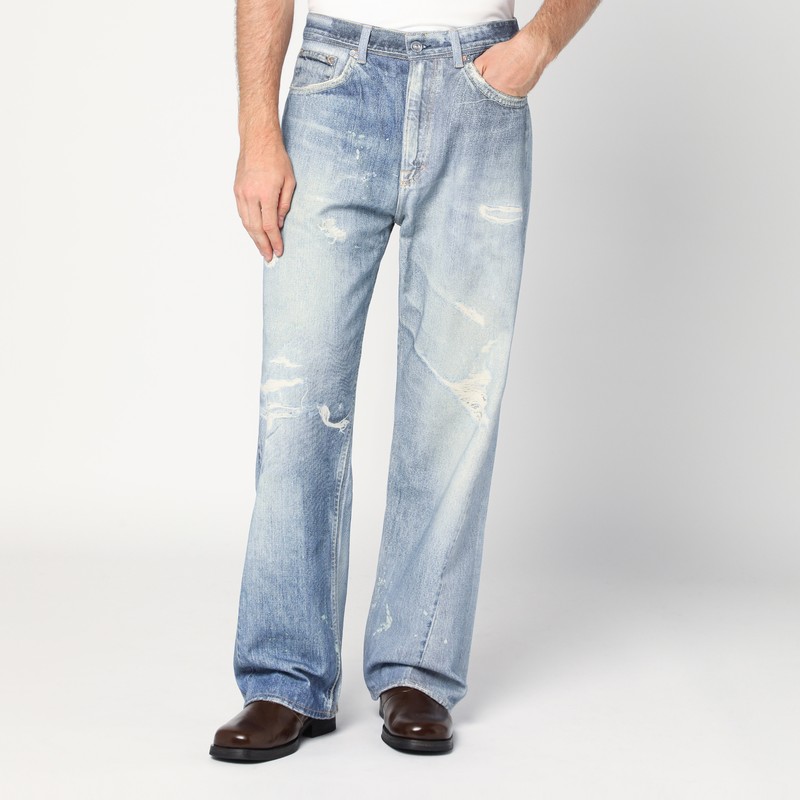 Light blue ripped faded jeans