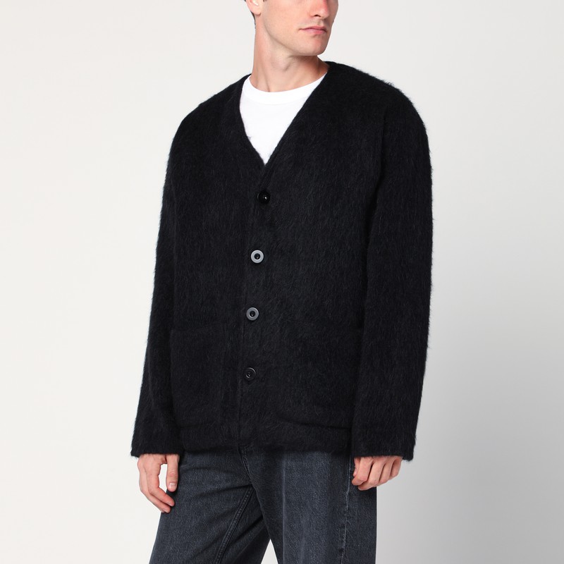 Black wool-blend cardigan