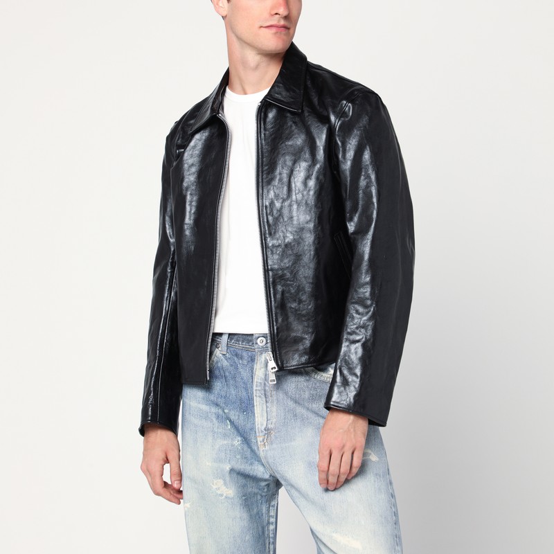 Black leather zip jacket
