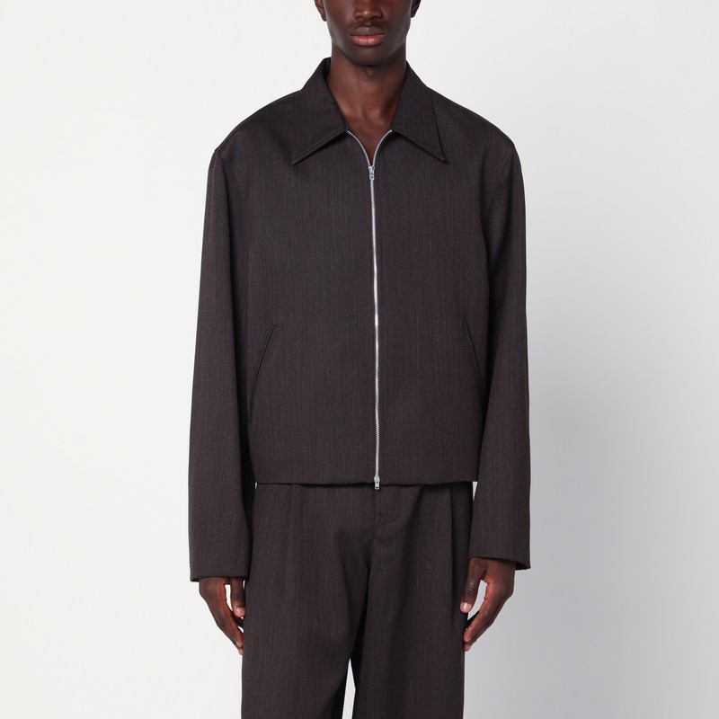 Brown zip-up wool jacket