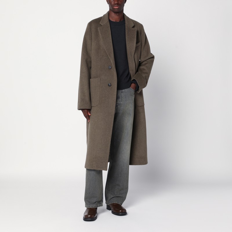 Our Legacy Moss-coloured Wool Blend Coat In Black