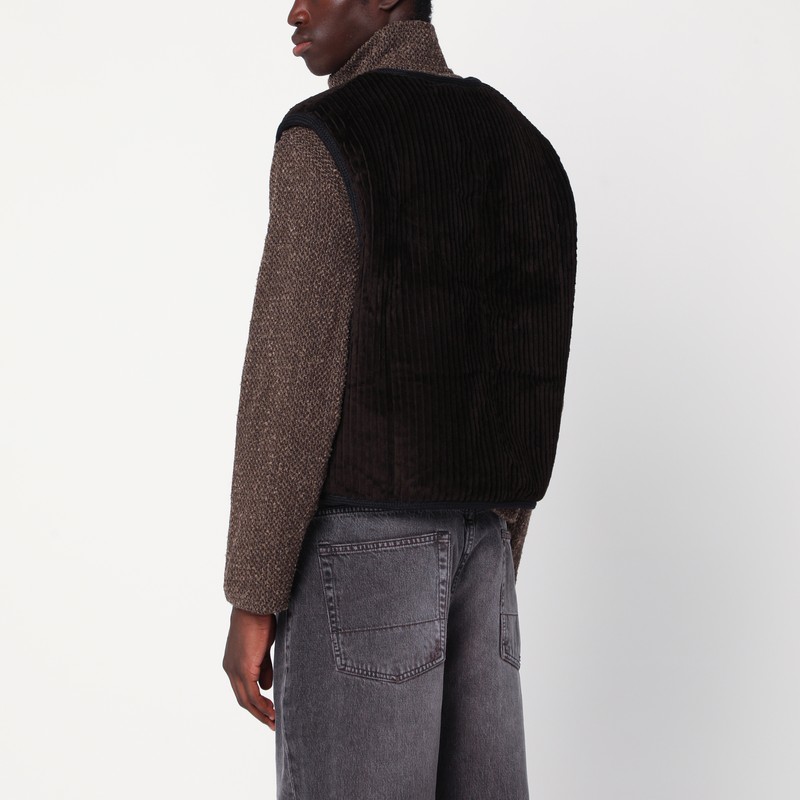 Our Legacy Brown Ribbed Velvet Zip-up Waistcoat In Blue