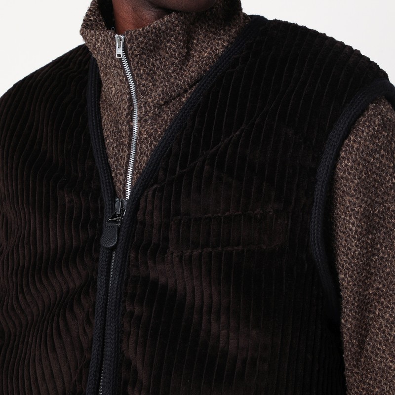 Our Legacy Brown Ribbed Velvet Zip-up Waistcoat In Blue