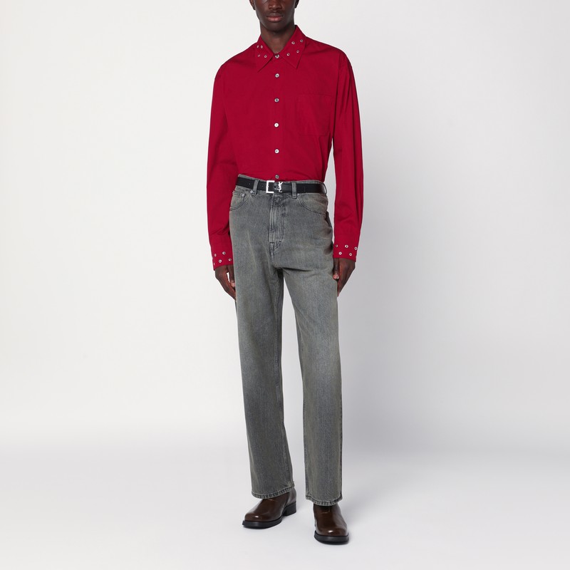 Our Legacy Above Grommet Detail Cotton Poplin Button-up Shirt In Multi