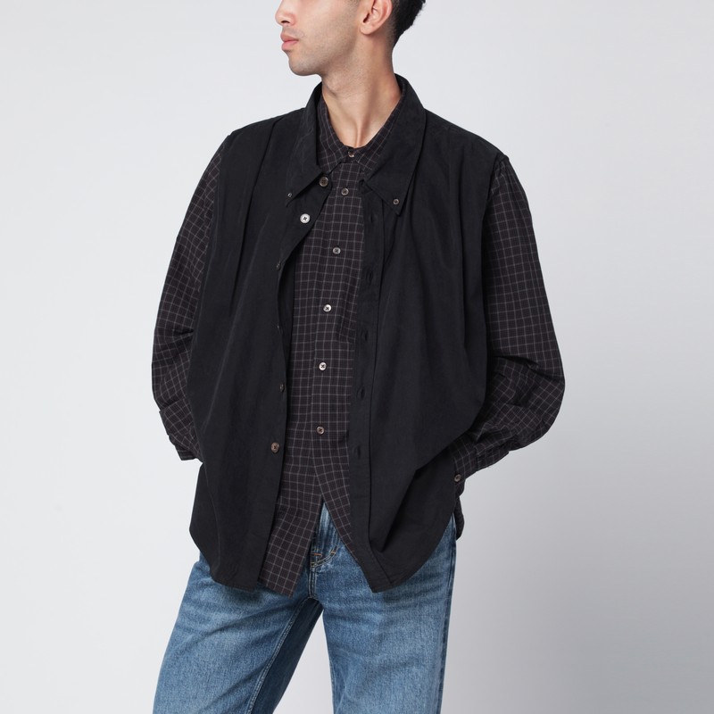 Black lumberjack-style check shirt