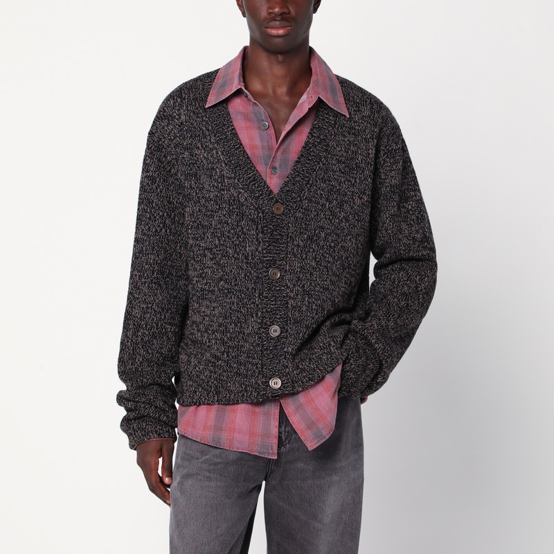 Brown textured wool cardigan