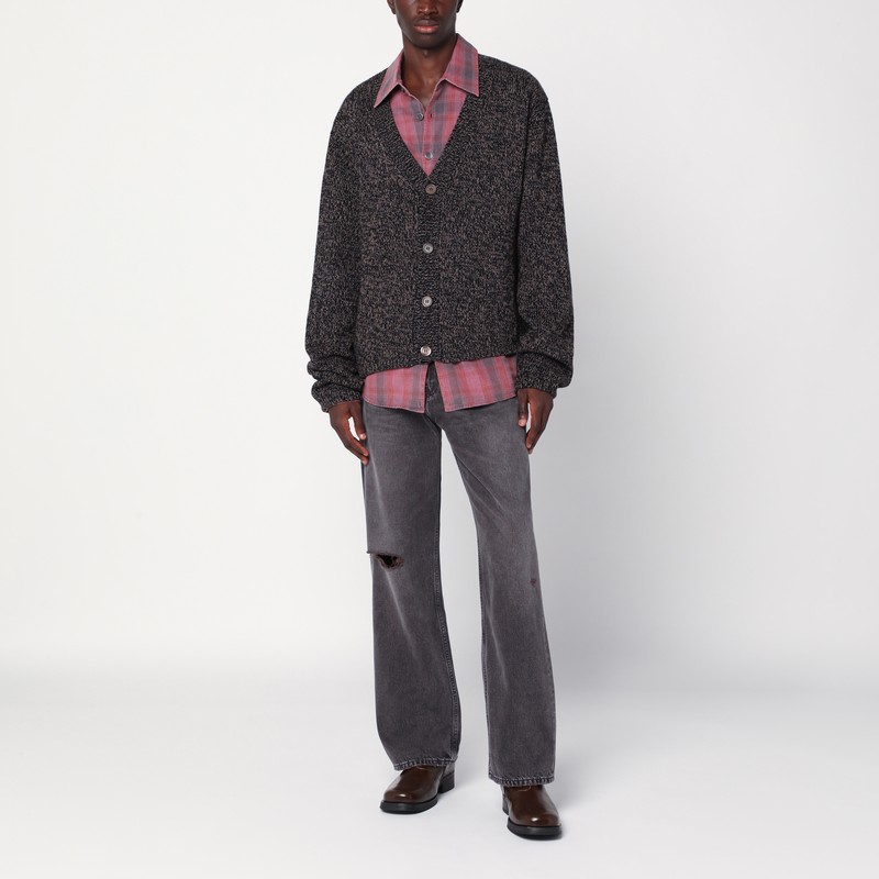 Our Legacy Brown Textured Wool Cardigan In Multi