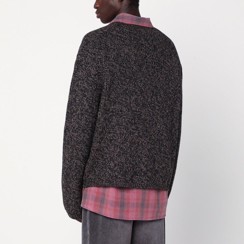 Our Legacy Brown Textured Wool Cardigan In Multi