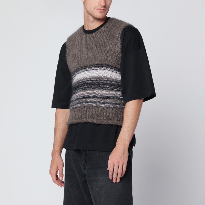 Brown mohair and wool waistcoat