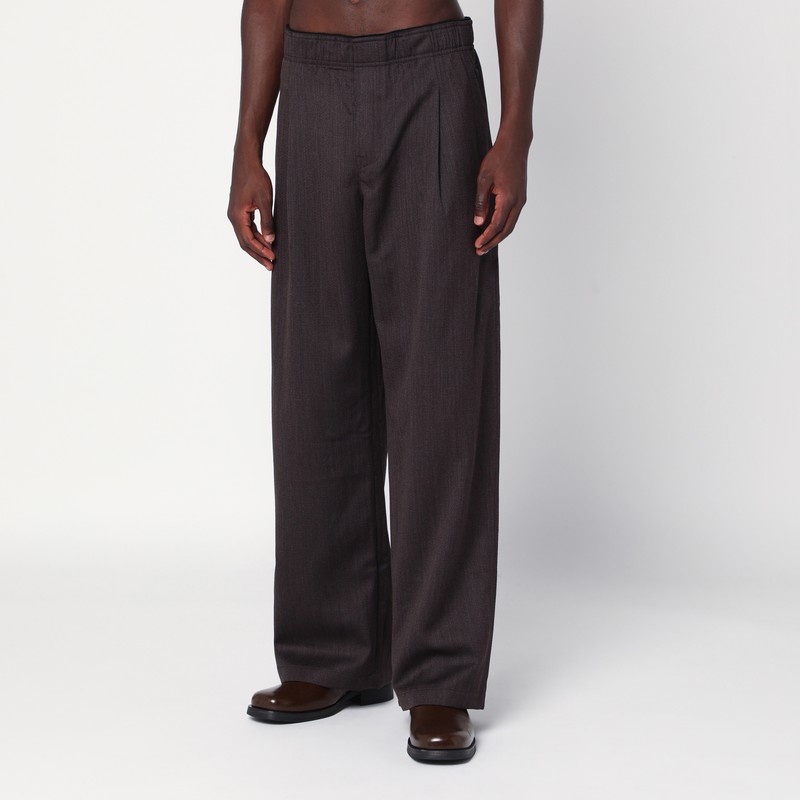 Our Legacy Wide Leg Wool Trousers Featuring Pockets In Green