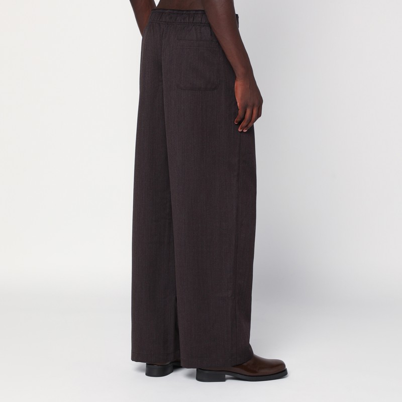Our Legacy Wide Leg Wool Trousers Featuring Pockets In Green