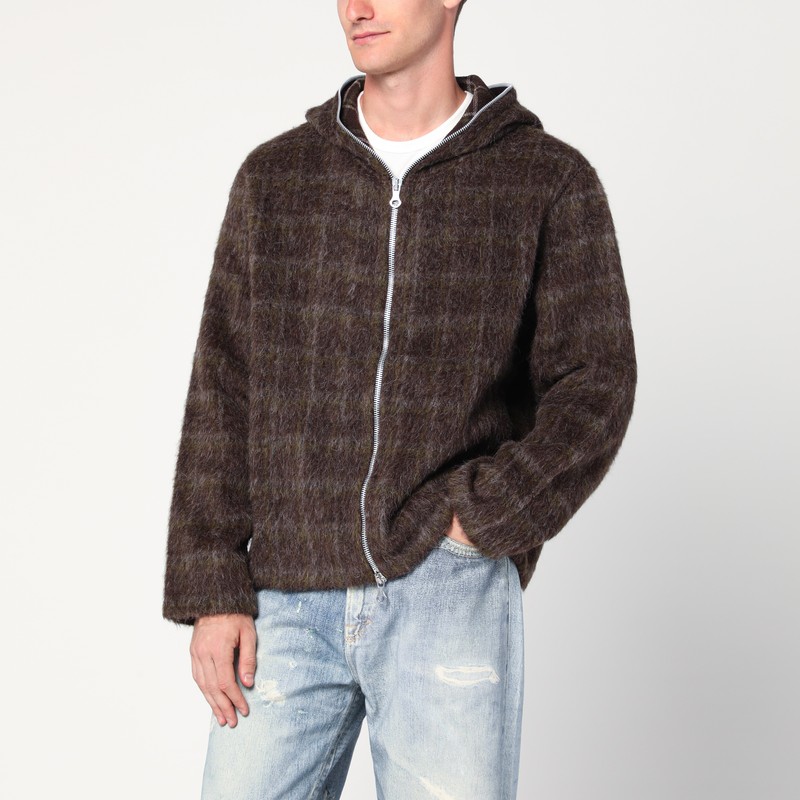 Check-pattern wool-blend sweatshirt
