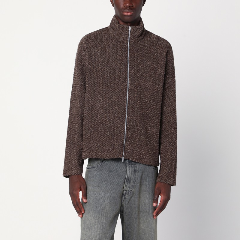 Brown textured zip-up jacket
