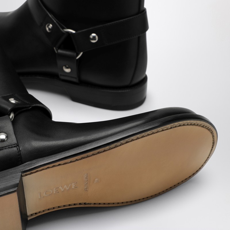 Loewe Man Ankle Boots Black Size 9 Leather In Black