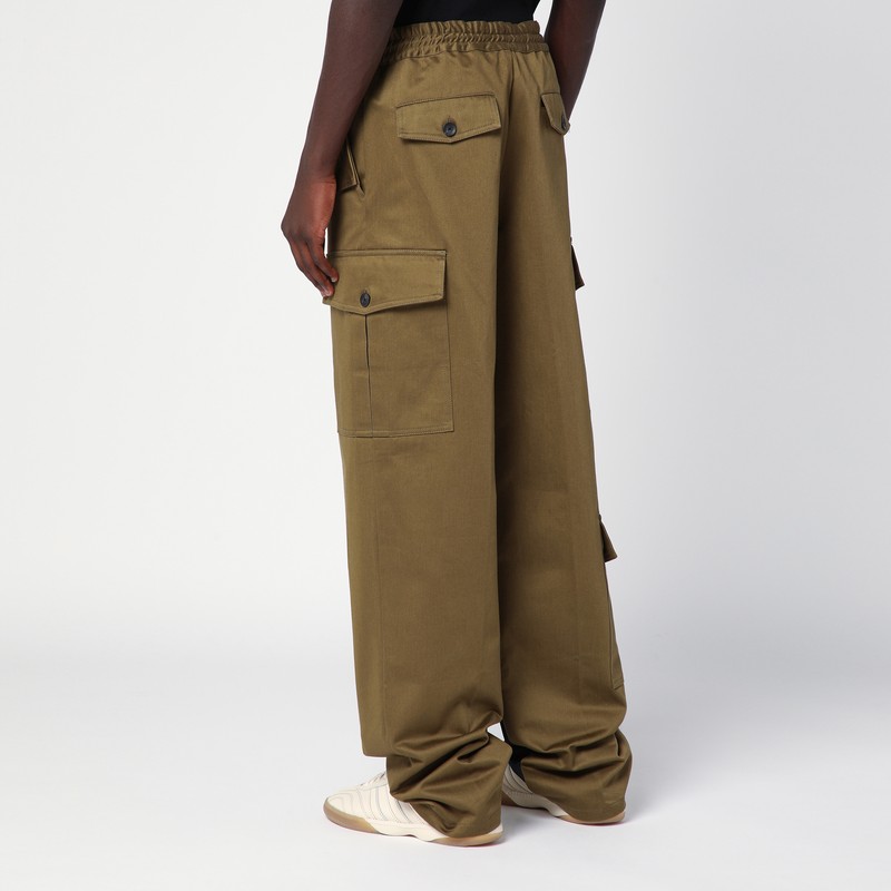 Wales Bonner Cargo Cotton Trousers Elastic Waistband In Green