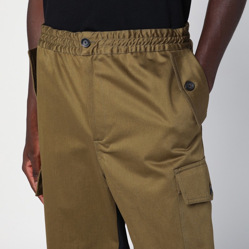 Wales Bonner Cargo Cotton Trousers Elastic Waistband In Green