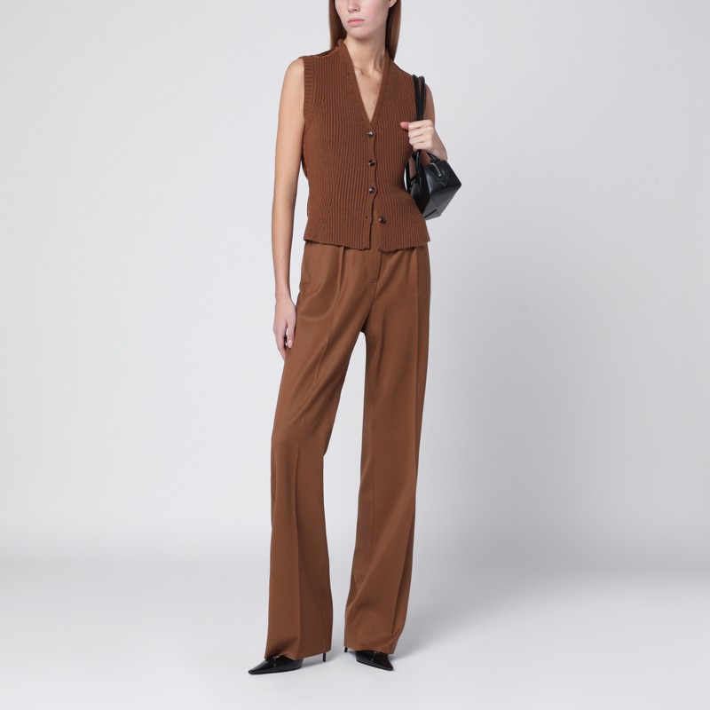 Max Mara Brown Wool-cashmere Gilet In Brown