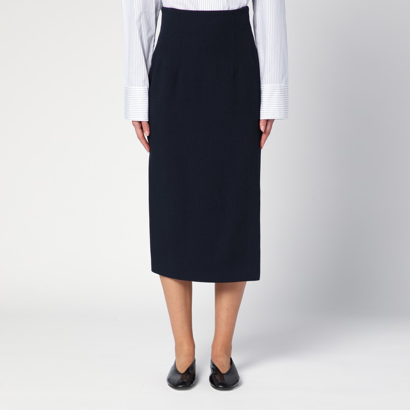 Navy blue wool-blend Marlo skirt
