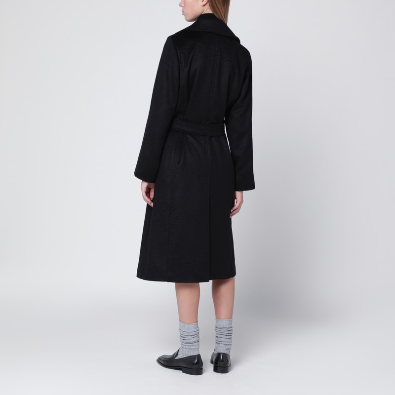 Max Mara Black Manuela Icon Coat In Zibeline Camel In Black