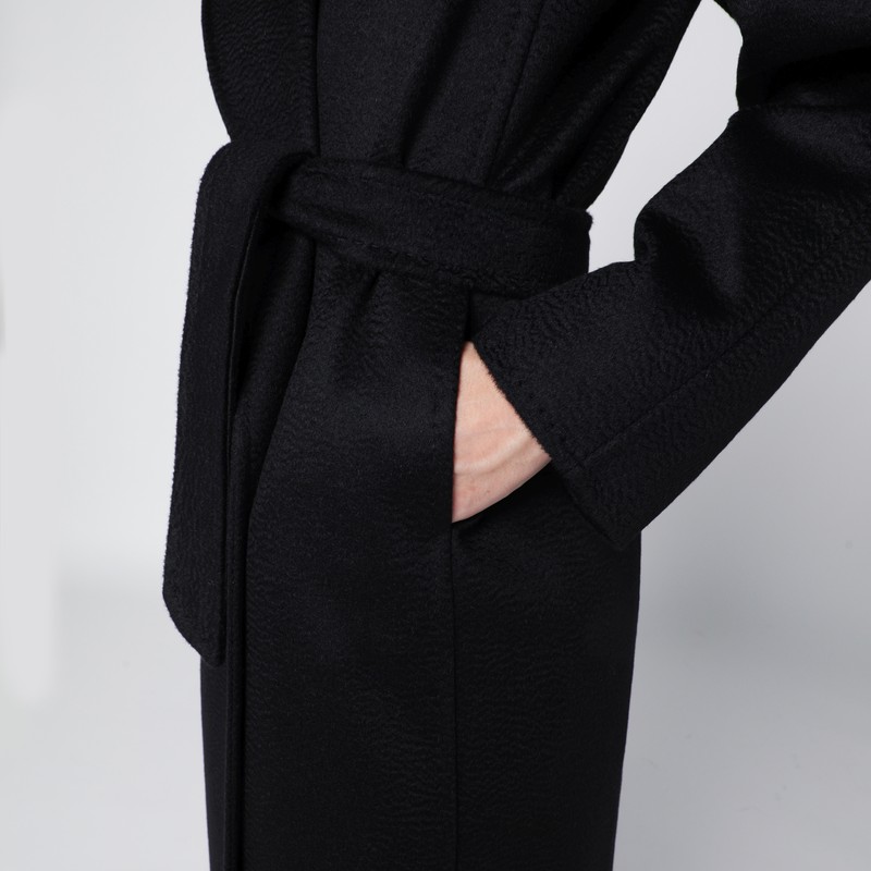 Max Mara Black Manuela Icon Coat In Zibeline Camel In Black