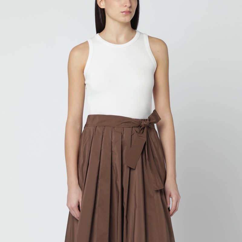 Weekend Max Mara Ivory Cotton-blend Tank Top In Blue