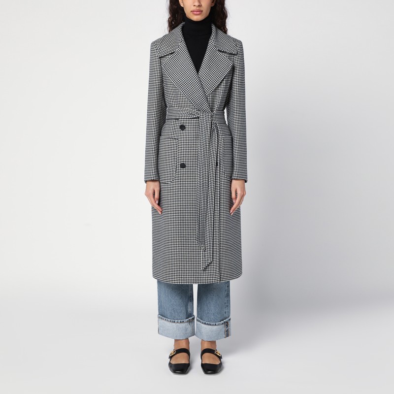 Houndstooth double-breasted coat