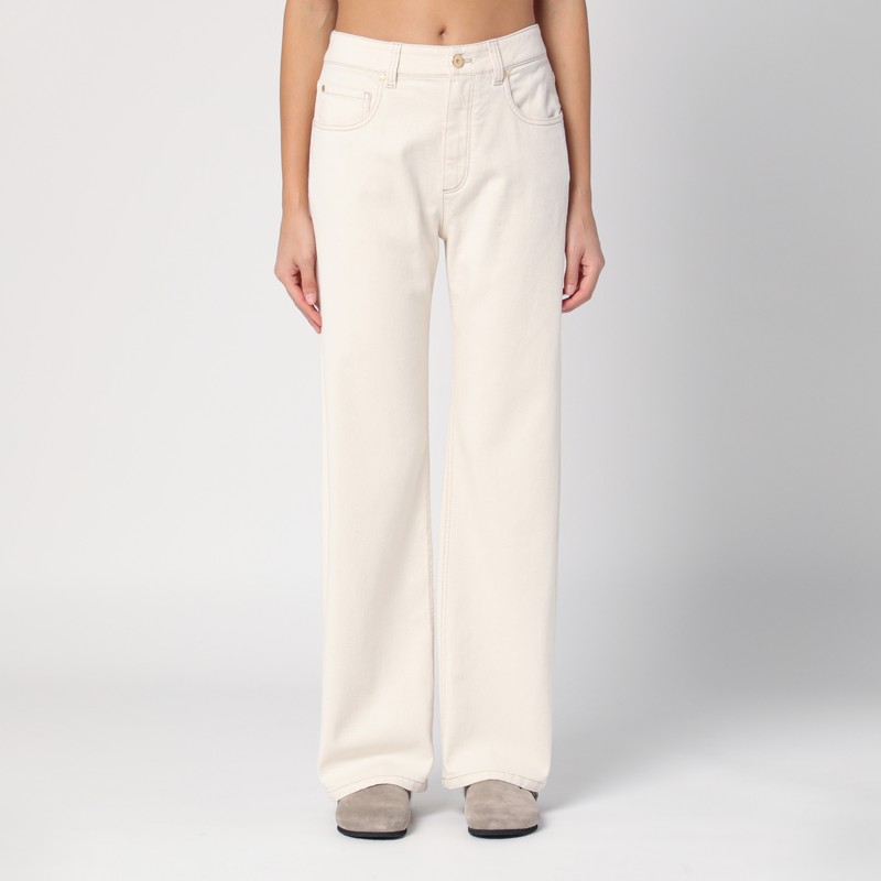 Wide écru denim trousers