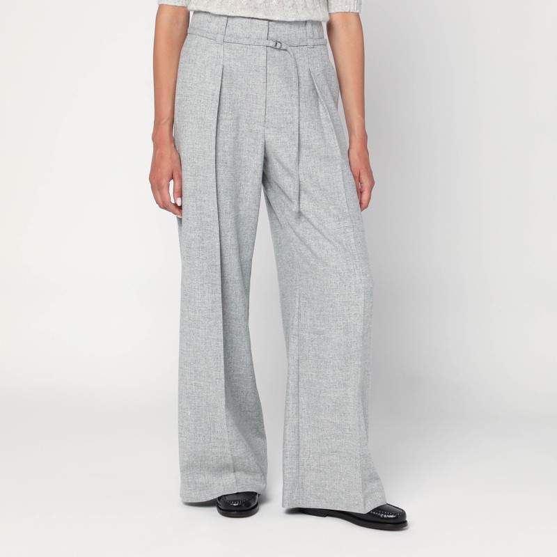 Wide grey trousers in wool and cashmere