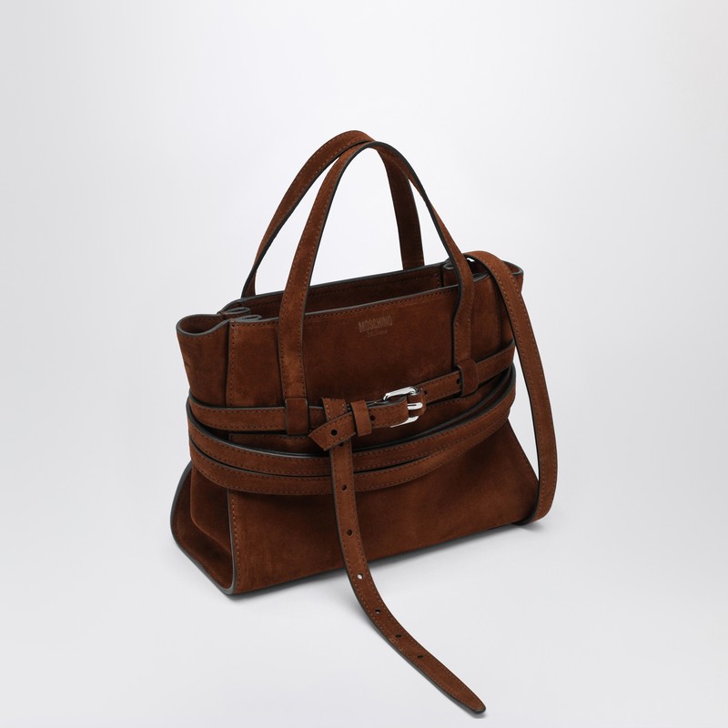 Moschino Medium Handbag In Brown Suede In Brown