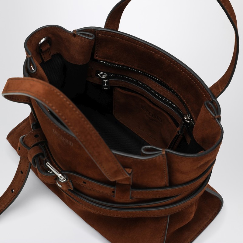 Moschino Medium Handbag In Brown Suede In Brown