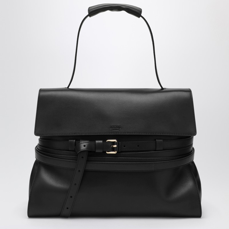 Moschino Large Handbag In Black Leather In Black