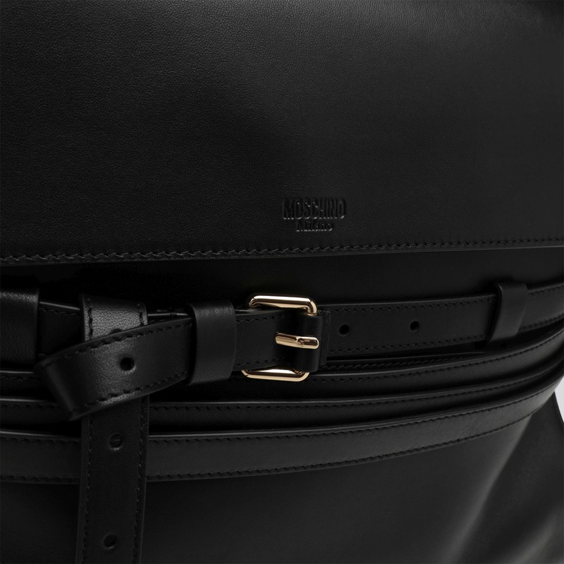 Moschino Large Handbag In Black Leather In Black