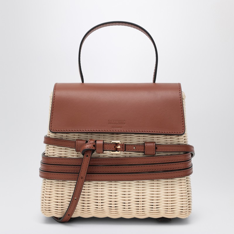Tie Mie Bag in raffia and leather - Moschino - Modalova
