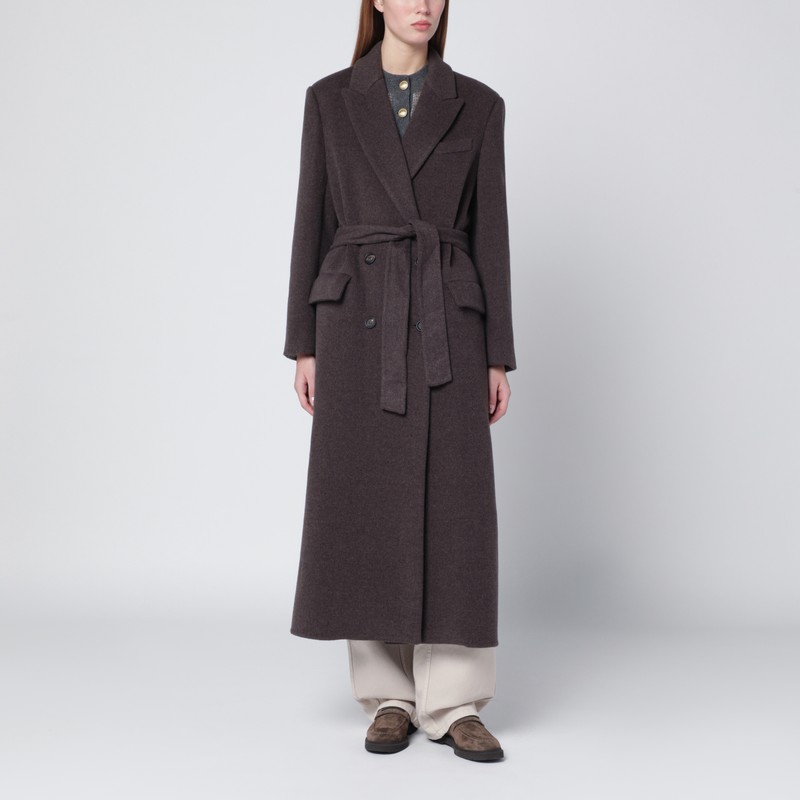 Brown wool and cashmere coat